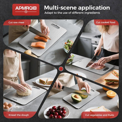 APMRQIB Titanium Cutting Board, 100% Pure Titanium Cutting Boards for Kitchen, Double Sided Non Toxic Cutting Board, Hygiene Durable Dishwasher Safe 10.5”×6.3”