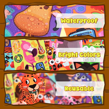 sinceroduct 100 Sheets Make a Face Stickers for Kids, Make Your Own Sticker,20 Styles Waterproof Kids Animal Stickers for Christmas, Valentine's Day Decoration, Gift, Reward, Travel Activities