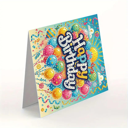 MaiYiYi 6 Pack DIY Happy Birthday Diamond Art Birthday Greeting Cards, Balloon Diamond Painting Greeting Cards, Birthday Wishes Diamond Art Card for Family Friends Birthday