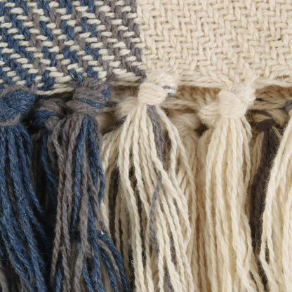 DII Farmhouse Woven Throw, 50x60 with 3" Fringe, French Blue
