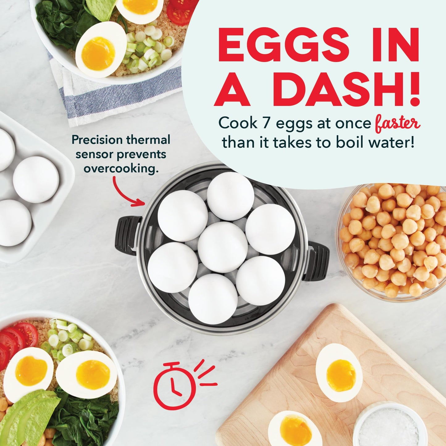 DASH Rapid Egg Cooker: 6 Egg Capacity Electric Egg Cooker for Hard Boiled Eggs, Poached Eggs, Scrambled Eggs, or Omelets with Auto Shut Off Feature - Aqua, 5.5 Inch (DEC005AQ)