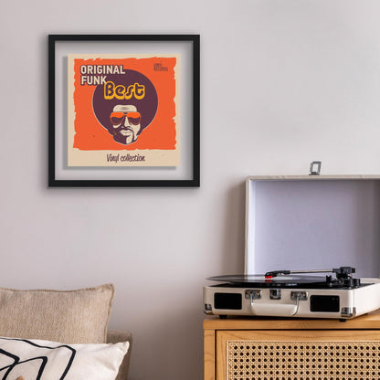 Americanflat 16.5x16.5 Album Cover Frame with Shatter-Resistant Glass - Signature Float Collection - Square Frame Made of Engineered Wood - Floating Frames for Wall Display - Black