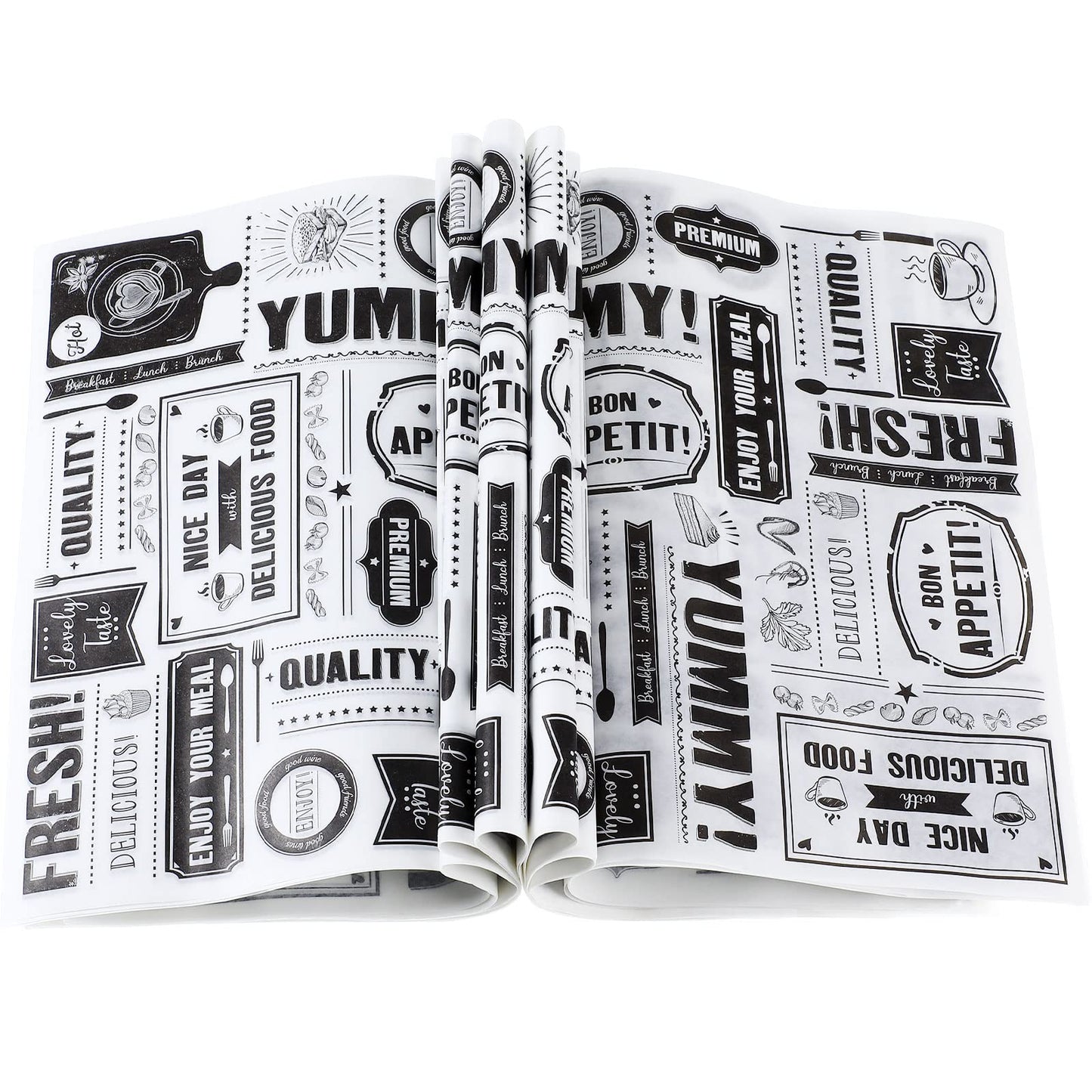 Chinco 150 Pieces Newsprint Wax Paper Sheets Newspaper Theme Food Wrap Paper Grease Resistant Tray Liners Waterproof Wrapping Tissue Food Picnic for Kitchen Baking Parchment