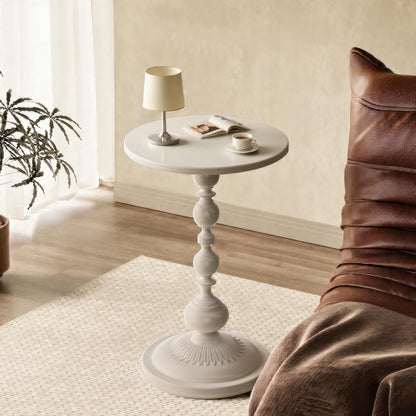 21" Side Table - Small Round Metal Accent Table for Living Room, Bedroom, Office - Modern Matte Black Pedestal Coffee