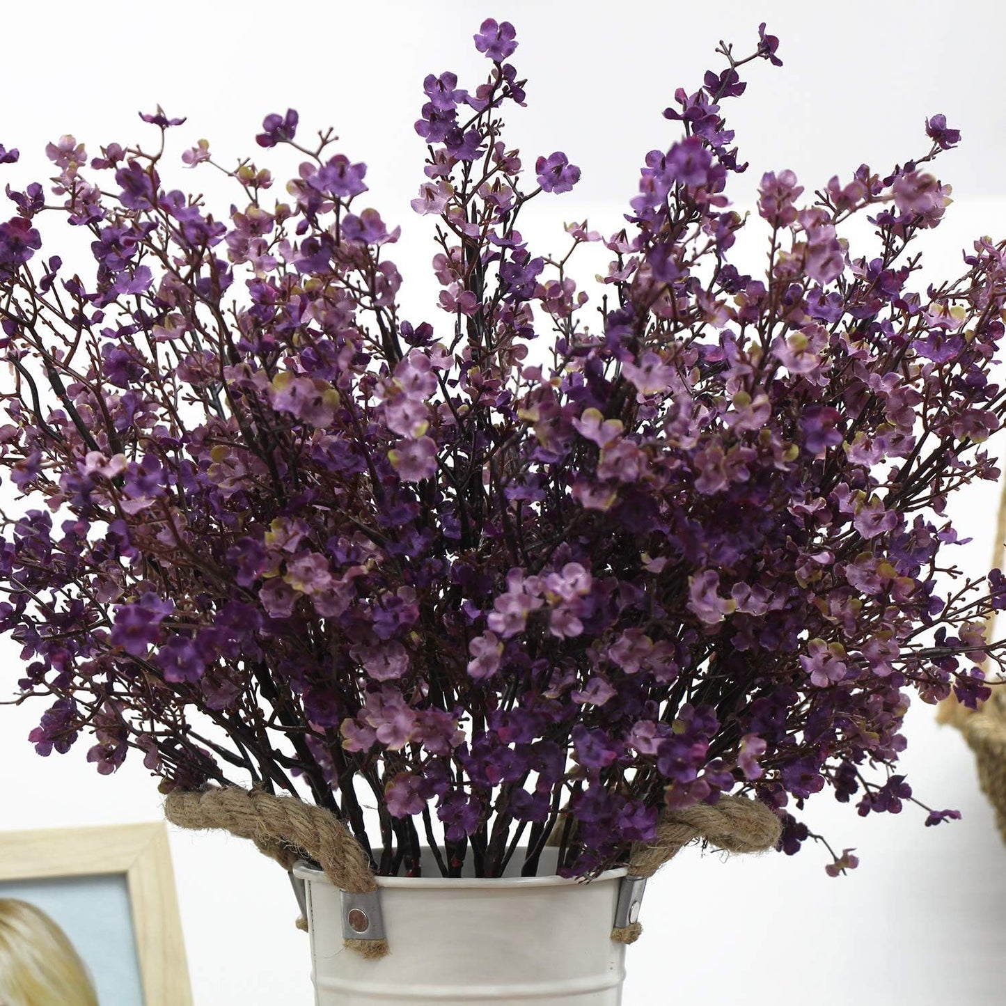JAKY-Global 6 Bundle Babys Breath Fabric Cloth Artificial Flowers for Wedding Party Decoration (Autumn Purple)