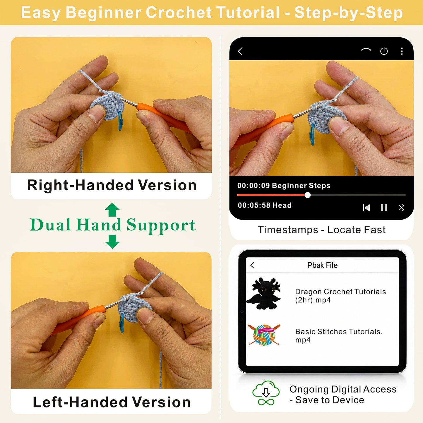 LuNuaFvy Crochet Kit for Beginners, Adults & Kids, Complete Animal Starter Kit to Make 2 Amigurumi Dragons,DIY Gift with Easy-to-Follow Book & Video Tutorial, Soft Yarn, 2 Bags