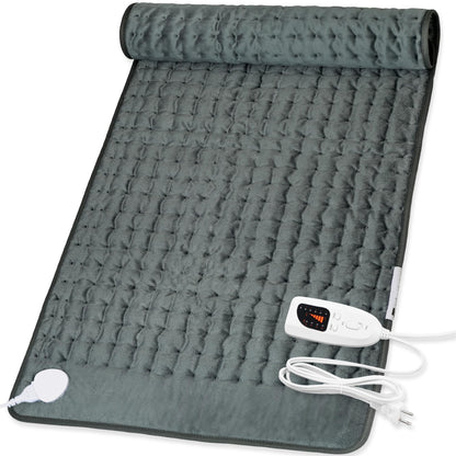 Heating Pad,Electric Heating Pads for Back,Neck,Abdomen,Moist Heating Pad for Shoulder,Knee,Arms,Legs,Dry/Moist Heat & Auto Shut Off,Birthday Gifts for Men and Women(Light Gray, 24''×12'')