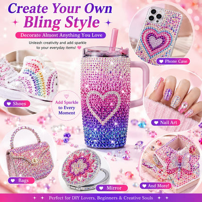 40000Pcs 40 Colors Jelly Resin Kit, Bedazzling Kit, Bedazzler Kit with Rhinestones, 3mm Flatback Gems with B7000 Glue & Tools for Crafts, Nails, Shoes