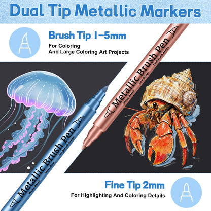 Prudiut 36 Pack Premium Metallic Markers Set, Dual Tip Paint Pens, Acrylic Paint Markers for Rock Painting & Crafts, Easter & Valentine's Day Gift for Adults & Artist
