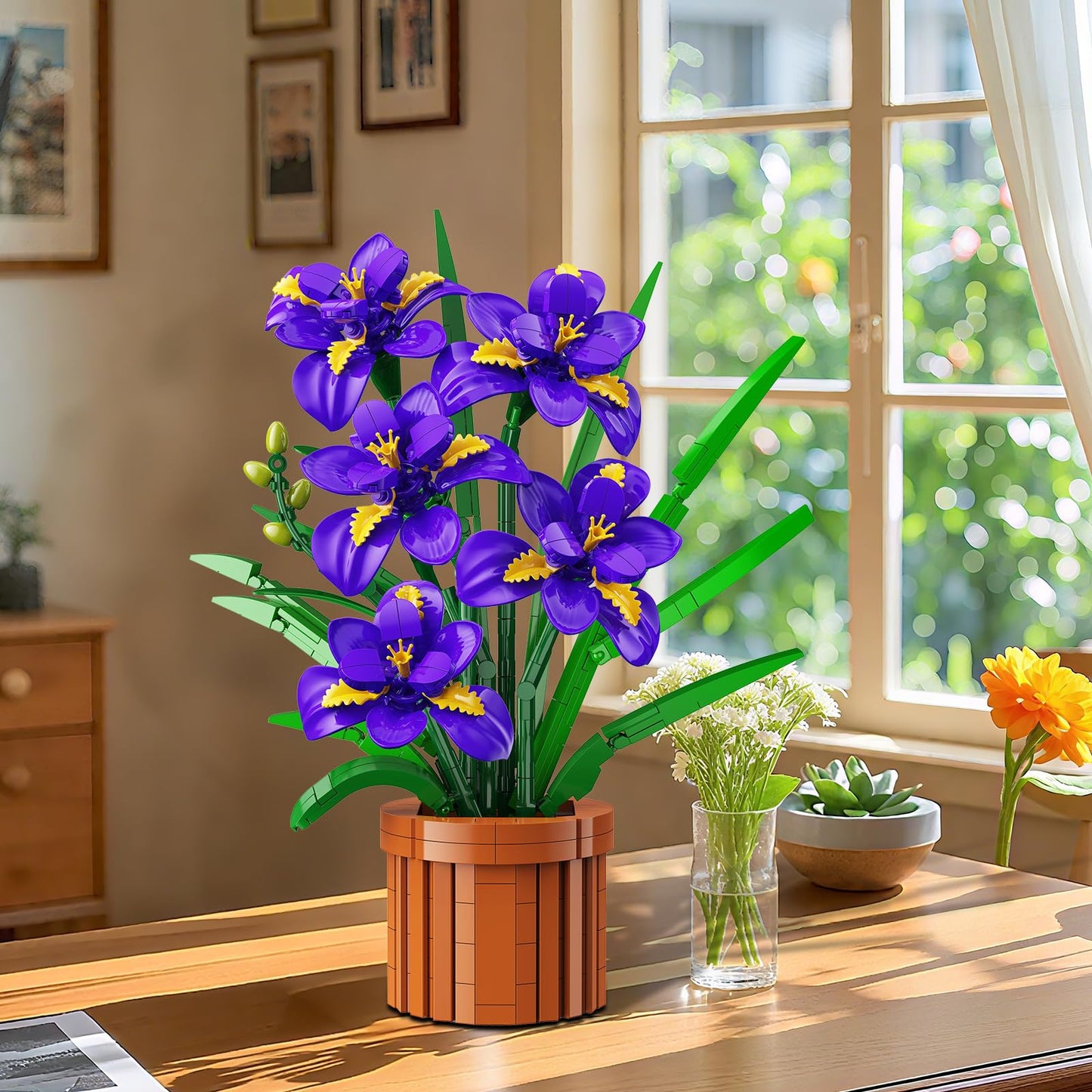CUBIMANA Botanicals Iris Flowers Building Set for Adults - Artificial Plants & Flowers Decor for Home Office Bedroom or Desk, 808PCS Floar Birthday Christmas Housewarming Gift for Women & Men Ages 18+
