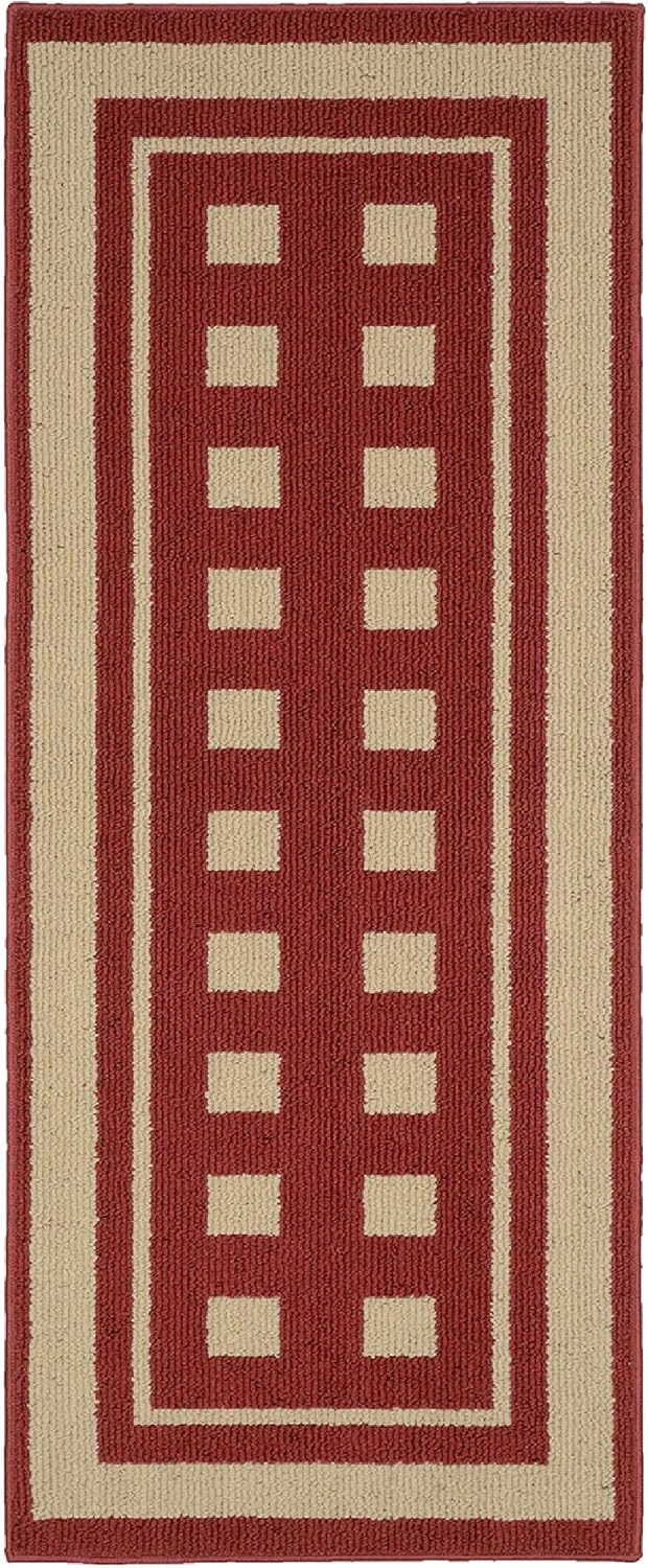 Garland Rug Manorville Indoor/Outdoor Area Rug, 2-Foot by 5-Foot, Chili/Tan