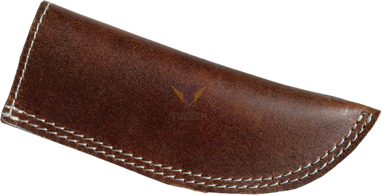 Tuzech Handmade Leather Hot Handle - Pan Handle Potholder, Double Layered Stitched for Metal Skillet Grips