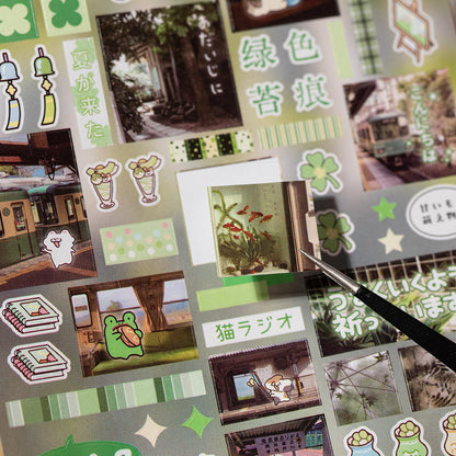 PRSTINCOL Japanese Style Sticker Book, 30 Pages of Street Scene Graffiti Adhesive Stickers for Scrapbooking Journal and Diaries, 7.7 x 4.9 Inch