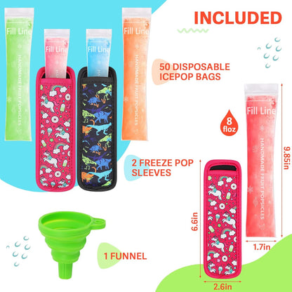 Amintiri 50 2 (Multicolor-1) Disposable Ice Popsicle Mold Bag Popsicle Holder, Freezer Tubes with Dual Zip Seals