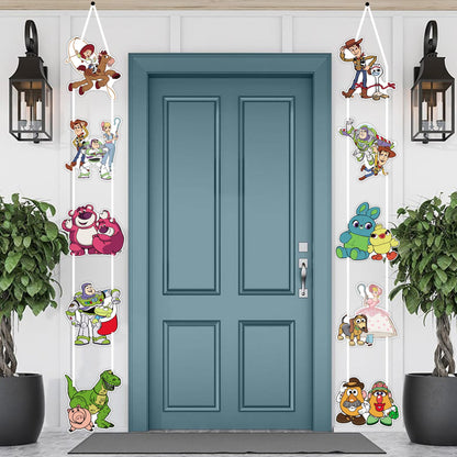 Cartoon Birthday Decorations, Birthday Party Porch Sign Banner Decoration Supplies, 10 Pcs Hanging Porch for Theme Party Supplies