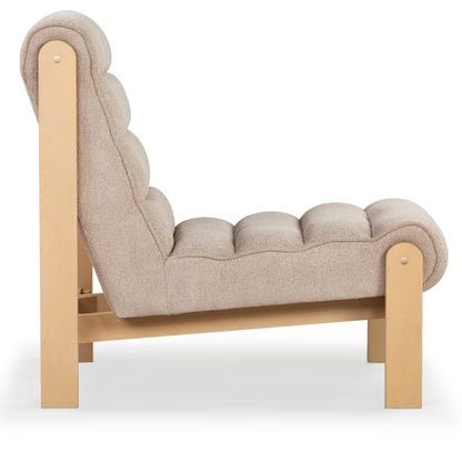 SAFAVIEH Couture Collection Trixie Light Brown Boucle/Natural Channel Tufted Accent Chair (Fully Assembled)