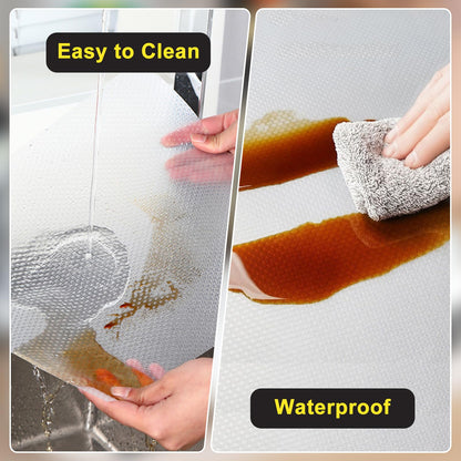Shelf Liner, Waterproof Refragerator Liner, Drawer Liners for Kitchen Cabinet, Bathroom Under Sink Mat Non Adhesive Fridge Liner EVA Place Mats Roll - Clear 17.7"×78.7"
