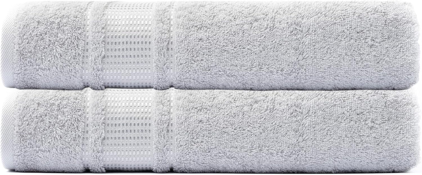 2 100% 28 55 Melissa Linen, Piece, Silver Light Grey Bath Towels, Turkish Cotton Bath Towels for Bathroom, Absorbent