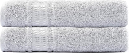 2 100% 28 55 Melissa Linen, Piece, Silver Light Grey Bath Towels, Turkish Cotton Bath Towels for Bathroom, Absorbent