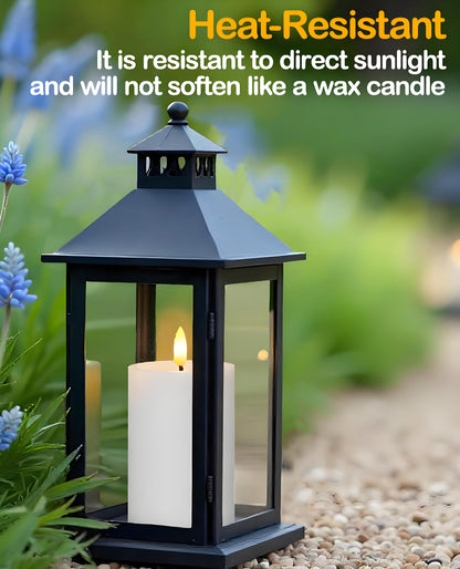 Gmnee 3"x6" Outdoor Waterproof Flameless Candles with Remote and Timers, LED Candles, Battery Operated Candles, Electric Fake Pillar Candles for Patio, Porch, and Lanterns Decor (White, Plastic)