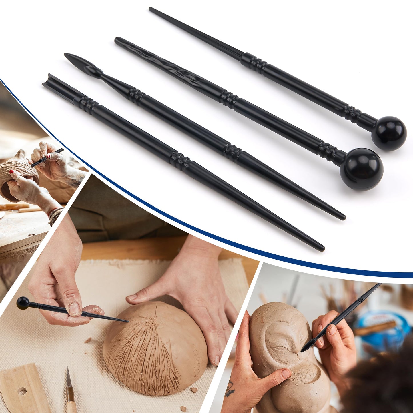 Pottery Clay Sculpting Tools Set, 61 Pcs Double Sided Ergonomically Designed Pottery Trimming Tools with Hardened Rustproof Metal Head and Carrying Case for Beginners, Professionals, School Students