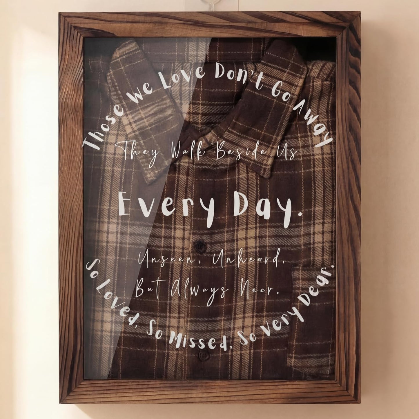 Novabright Sympathy Gifts for Loss of Father Husband Dad Mother- Memorial Clothing Display Shadow Box Frame for Keepsakes Decorations, Bereavement Remembrance for Loss of Loved One, 14.1x11x2, Brown