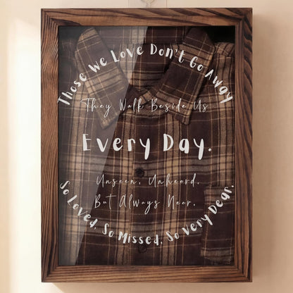 Novabright Sympathy Gifts for Loss of Father Husband Dad Mother- Memorial Clothing Display Shadow Box Frame for Keepsakes Decorations, Bereavement Remembrance for Loss of Loved One, 14.1x11x2, Brown
