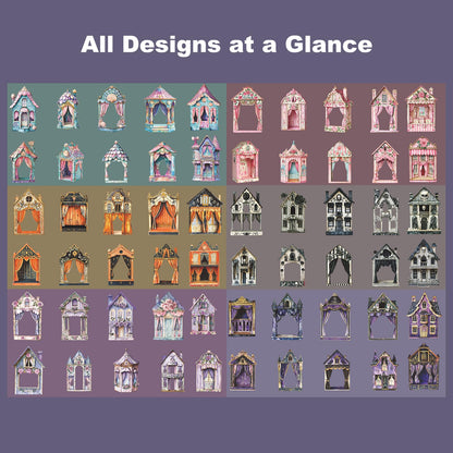 Moriquill 60PCS Doll House Stickers – Retro Cardstock Ephemera Set with Large Hollow Designs for Scrapbooking Journaling Decorative Crafts and DIY Projects