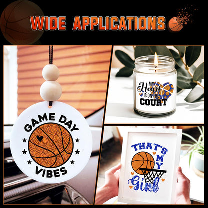 Tintnut Basketball Patterned Permanent Vinyl-10 Sheets 12"x10" Permanent Adhesive Vinyl for Cutting Machine,Waterproof Vinyl for Home Decor Self Sticker