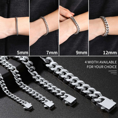 ChainsHouse Hip Hop Cuban Bracelet for Men 9mm 21cm 316L Stainless Steel Wrist Bracelet Man Bangle