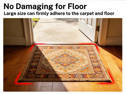 Rug Non Slip Grippers, Reusable Rug Tape, No Damaging for Hardwood Floors, Carpet Grippers Stickers Pads for Area Rugs Corners Flat, 12Pcs
