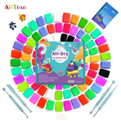 ARTPAR Air Dry Clay for Kids,90 Colors Modeling Model Magic Clay,DIY Molding Clay Starter Kit with Sculpting Tools,Soft and Non-Sticky,Art and Crafts for Boys & Girls 3-12 Years Old.