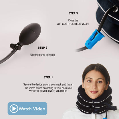 Dr Fix Cervical Neck Traction Device for Instant Neck Pain Relief at Home | Elastic Band (Dark Blue, 12-17)
