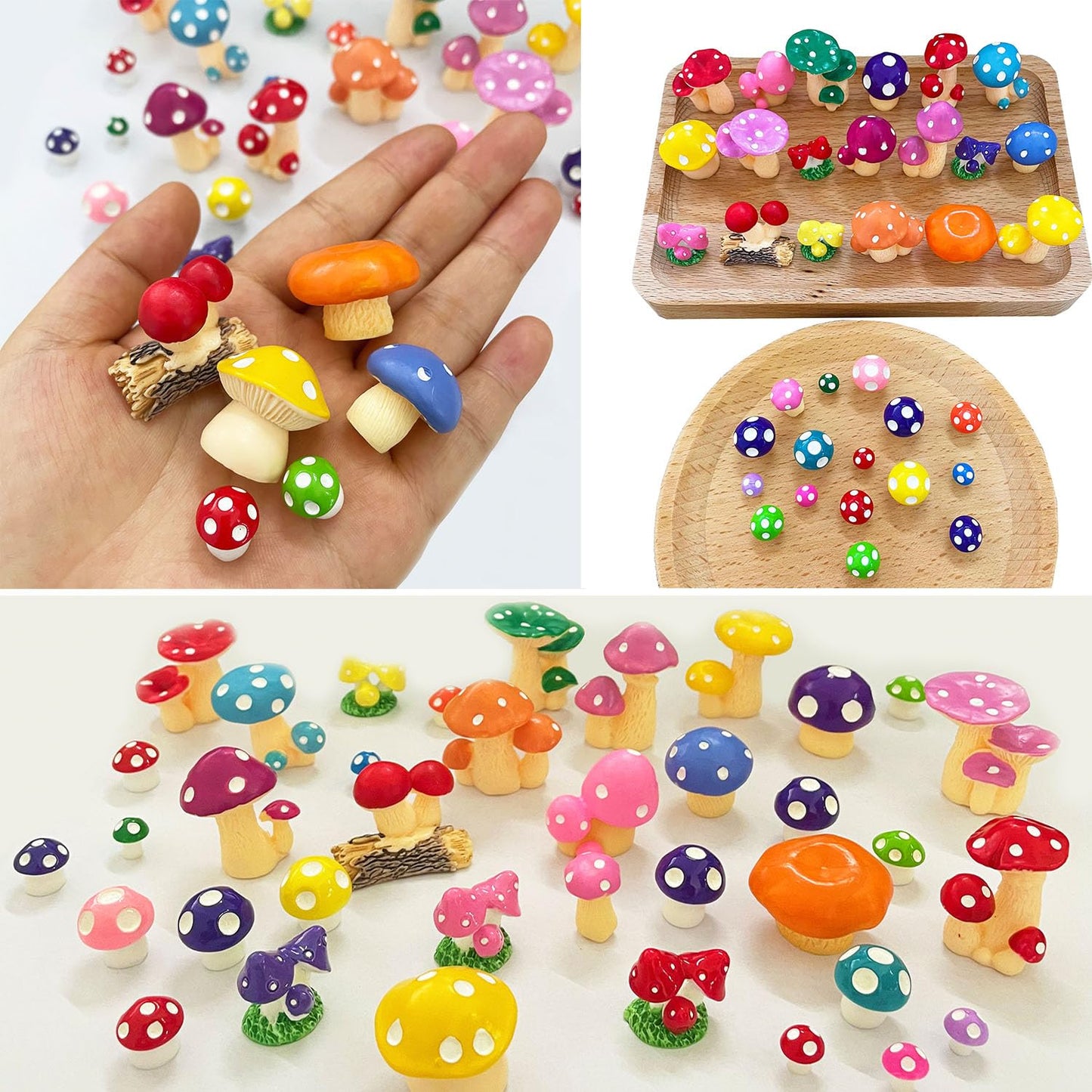 JKanruh 80 Pcs Miniature Resin Mushroom,Cute Mushrooms Fairy Garden Moss Landscape Ornaments for Outdoor Decoration,Home Décor,Cake Decoration,DIY Crafts …