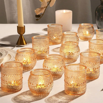 36 Packs 2x2.5inchs Votive Candle Holders for Valentine's Day, Gold Tea Light Candle Holders Glass, Votives Candle