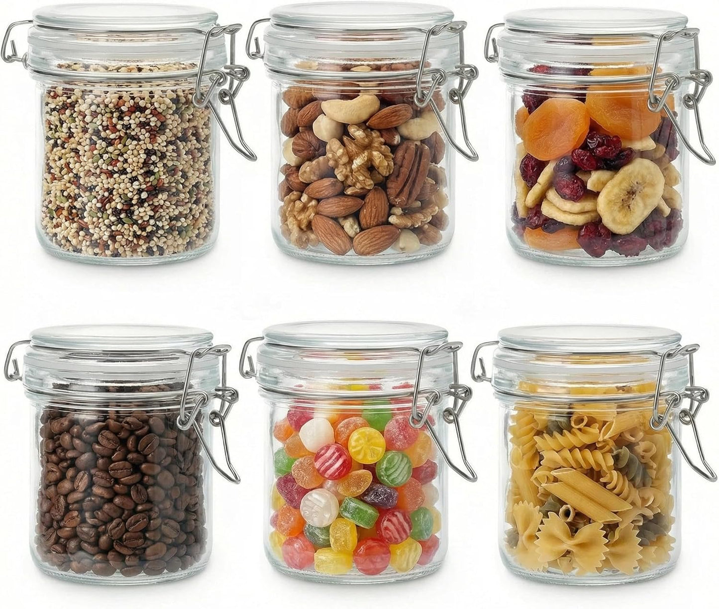 8 oz, Small Glass Jars with Lids Airtight Clamp Lid Glass Storage Jars, Thick Lead-Free Glass Containers for Pantry