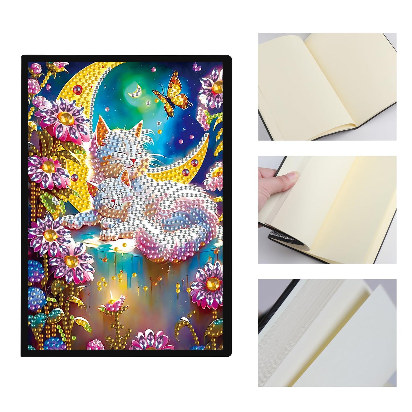 DCIDBEI 2 Pack Diamond Painting Notebooks Dog Cat A5 Blank Diamond Painting Notebook Diamond Art Notebooks Sketchbook Diary Diamond Art Journals Student Office School Supplies (50 Sheets)