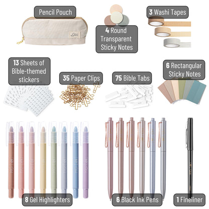 Mr. Pen- Bible Journaling Set (Selah Collection), Complete Faith Journaling Kit with Highlighters, Pens, Sticky Notes, Tabs, Washi Tape & Pouch for Bible Study, Prayer, Mothers Day Gift