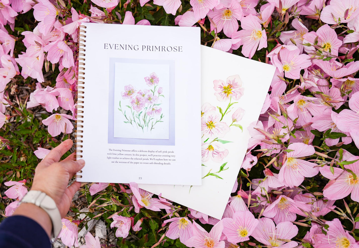 Wildflower Watercolor Workbook with Real Cold Press Cotton Watercolor Paper, Pre-Outlined Designs, Step-by-Step Instructions & Online Videos – Premium Botanical Art Book for Adults & Beginners