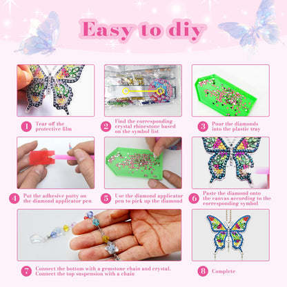 4Pcs Diamond Art Kits for Kids/Adults, Crafts for Kids Ages 8-12, Birthday Gifts for 6 7 8 9 10 11 Year Old teen Girl, Diamond Painting Kits wind chimes Crystal Window Suncatcher, Home Garden Decor
