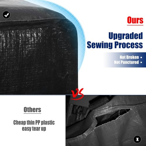 Cosy Family Heavy Duty Extra Large Moving Bags - Strong Handles & Zippers, Space-Saving Storage Totes (Set of 4, Black)