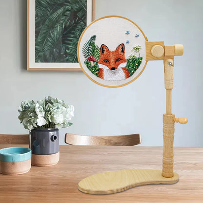 Adjustable Embroidery Hoop Stand, Beech Wooden Cross Stitch Holder, Embroidery Lap Stand for Needlework, Tabletop Seat Frame Stand for Embroidery and Cross Stitch