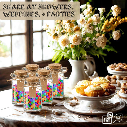 Verahaus 4 oz Mini Glass Jars with Lids - Set of 12 Spice Jars, Small Glass Containers with Corks for Wedding & Party Favors, DIY Crafts, Potions, Spices & Candy, 3.4 oz