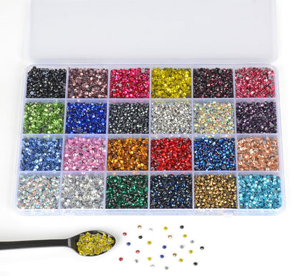 LPBeads Glass Hotfix Rhinestones Bulk SS10 14400pcs 24 Colors Hotfix Crystal Flatback Rhinestones for Crafts Clothes with Tweezers and Wax Pencil Kit
