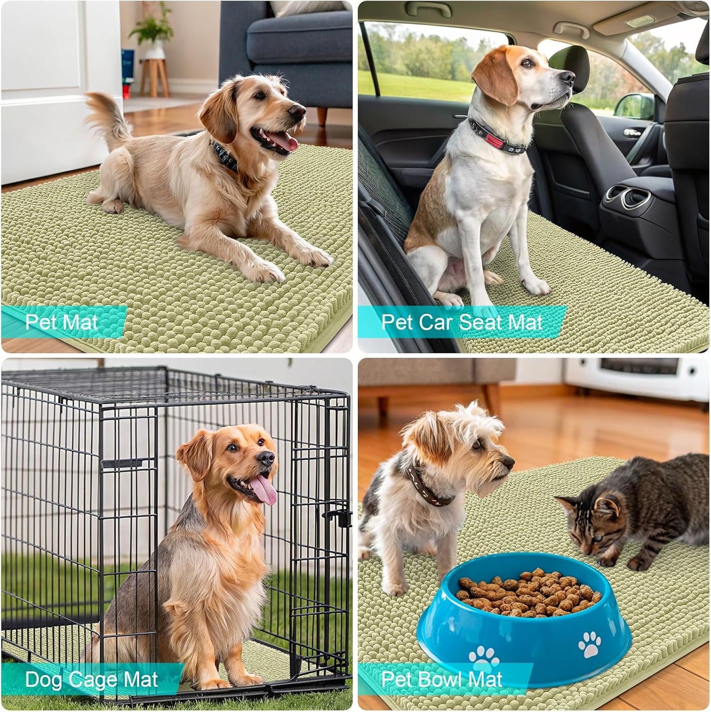 OLANLY Dog Door Mat - Absorbent Non-Slip Washable Doormat for Muddy Paws | 36x24, Quick Dry Chenille, Vanilla
