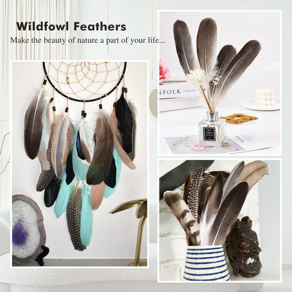 iHUFeather 120pcs Natural Pheasant Feathers Bulk Spotted Feathers 10 Styles Mixed Feathers for Crafts DIY Hat Floral Arrangements Wedding Home Decorations