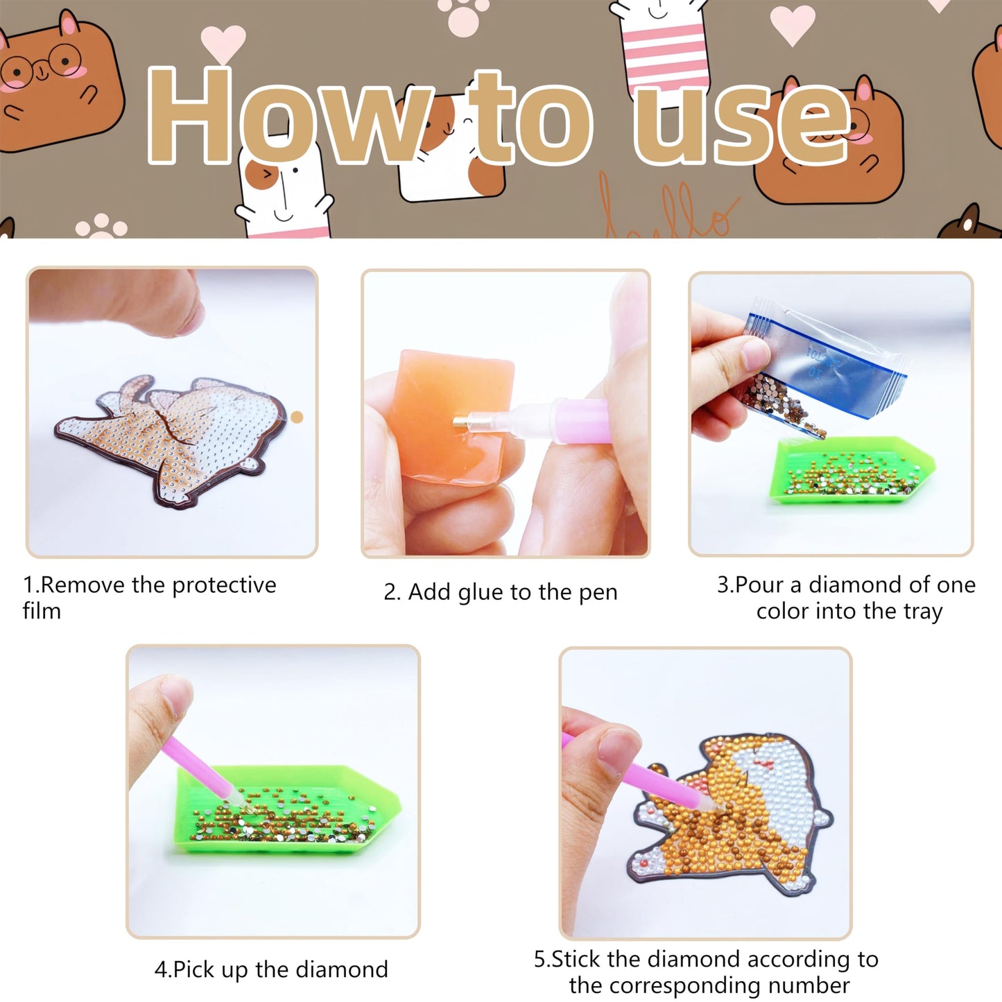 16 Pcs Cat Diamond Painting Magnets Kits Diamond Art Fridge Magnet Refrigerator Sticker Diamond Painting kit for Beginners Adults DIY Art Craft Gifts Home Decors