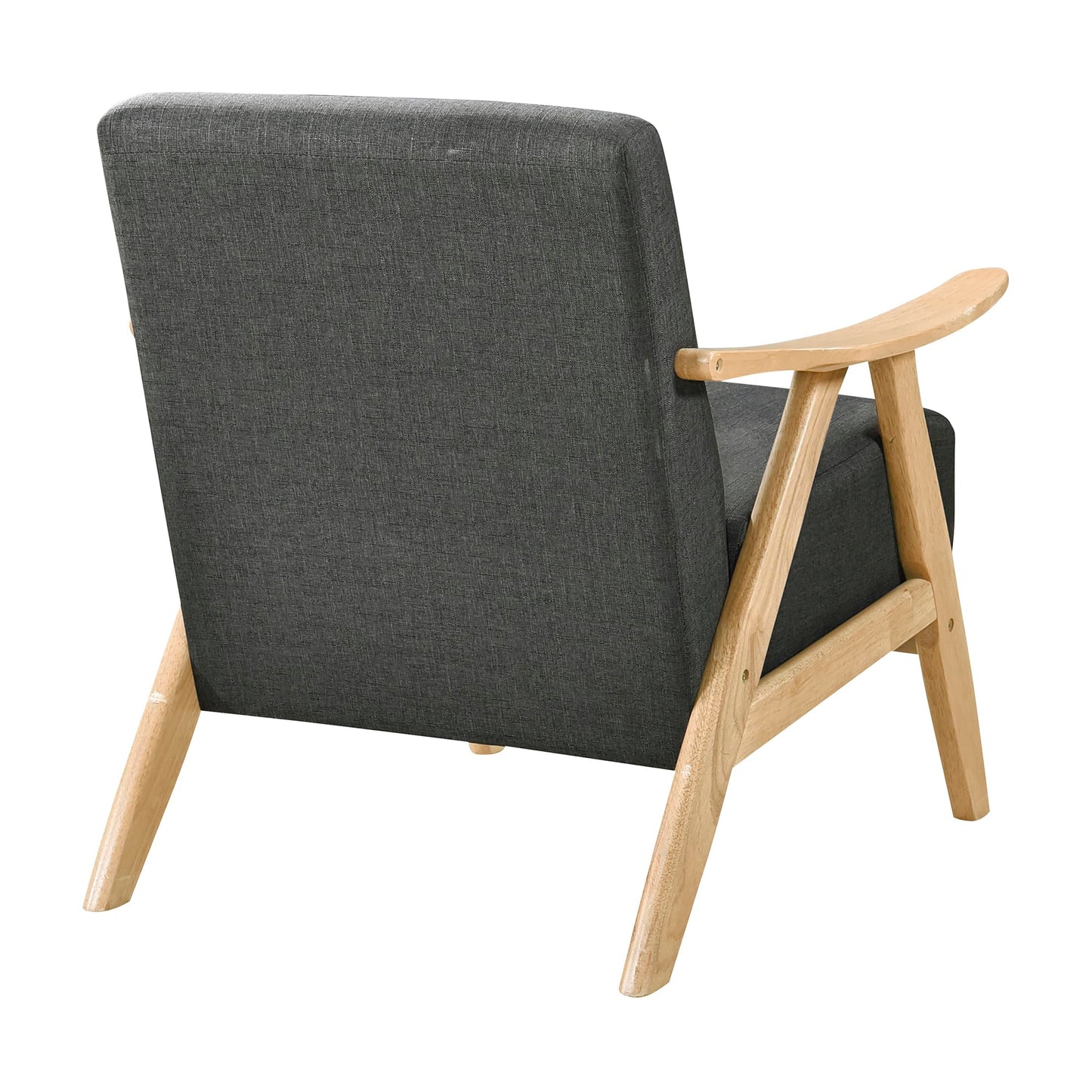 Lexicon Mid Century Modern Accent Chair with Solid Wood Frame in Natural Finish, Textured Fabric Living Room Lounge Arm Chair, Thick and Comfy Innerspring Seat Cushion, Linen-Look Fabric, Dark Gray