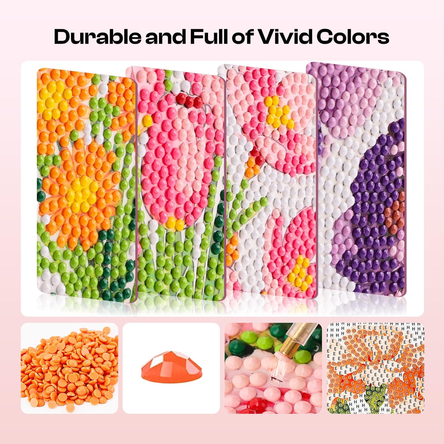 Caydo 12 Pack Flower Themed Diamond Painting Kits for Adults - Full Drill 5D DIY Paint Gem Art - A Relaxing Craft for Home Wall Decor(6x6inch)