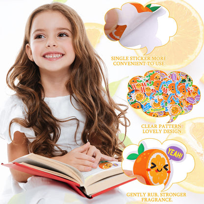Jetec 300 Pcs Scratch and Sniff Sticker for Kids Scented Motivational Stickers Reward Teacher Incentive Positive Supplies for Student Classroom School Graduation(Orange)